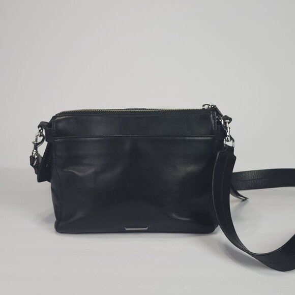 Rebecca Minkoff Black Genuine Leather Crossbody Purse Adjustable Strap - Picture 7 of 9